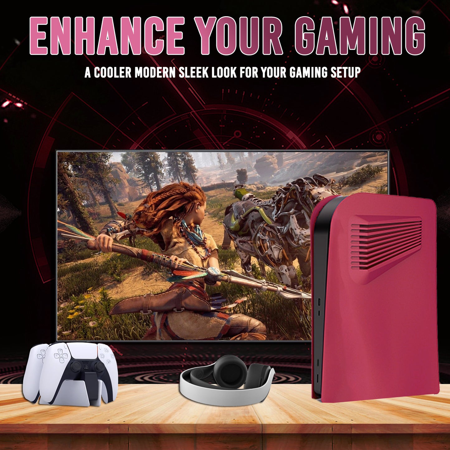 Cosmic Red PS5 Digital Faceplate with Cooling Vents Cover Curved for Playstation 5 Digital Edition