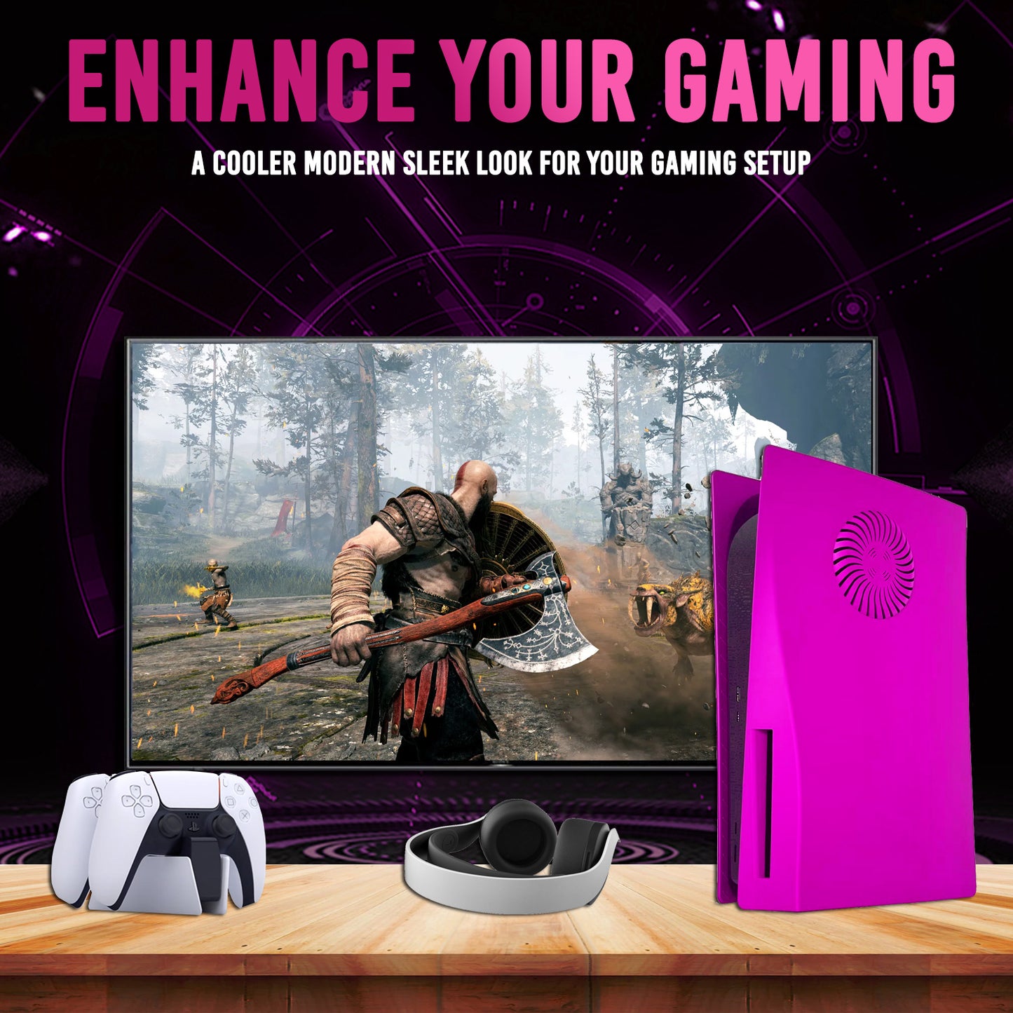 Nova Pink PS5 Faceplate with Cooling Vents Cover for Playstation 5 Disc Edition