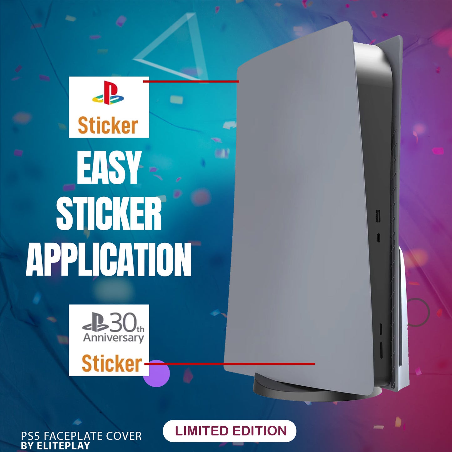 30th Anniversary Grey Faceplates for PS5 Disc Edition Cover Case for PS5 Disc Edition