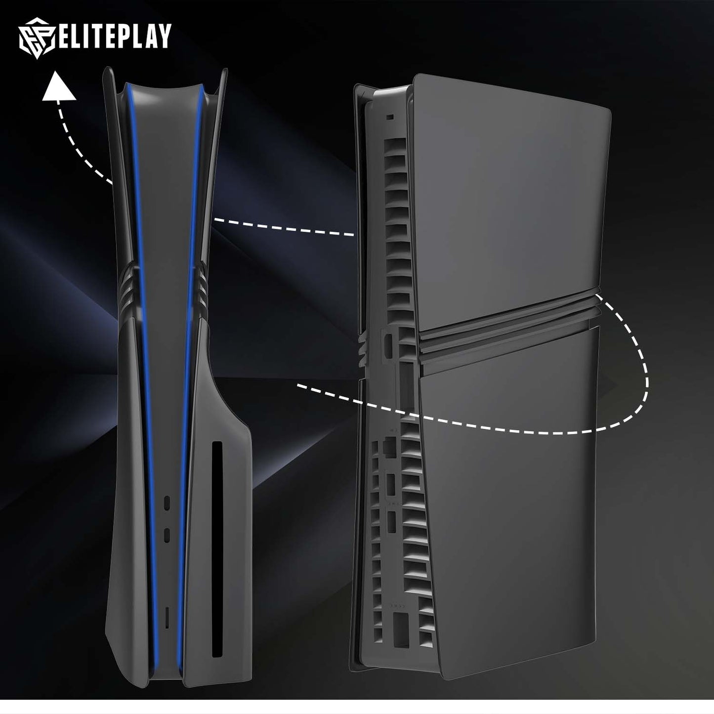 Black PS5 Pro Disc Faceplates Cover Case for Playstation 5 Pro Model Disc Edition