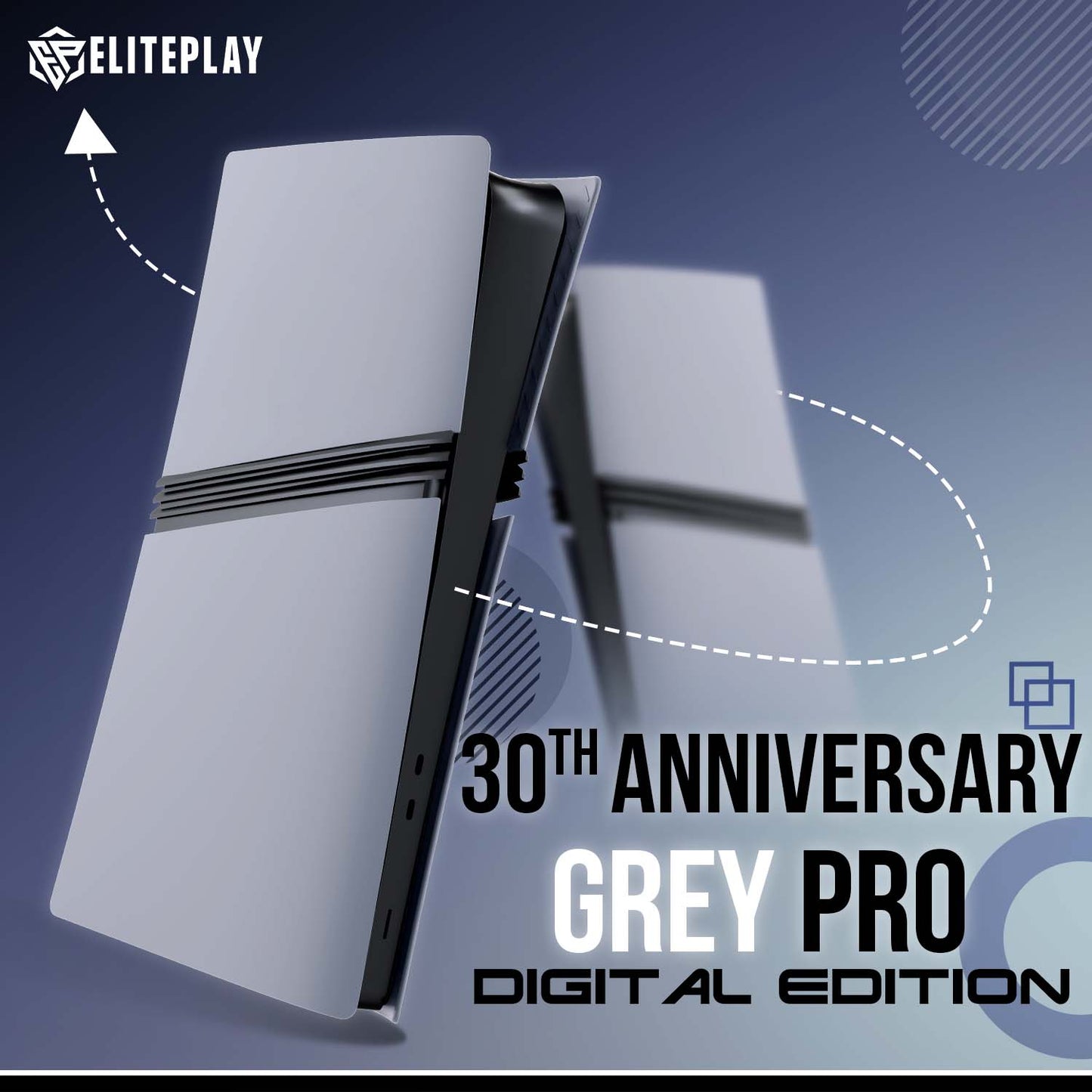 30th Anniversary Grey PS5 Pro Digital Faceplates Cover Plates for Playstation 5 Pro Digital Edition