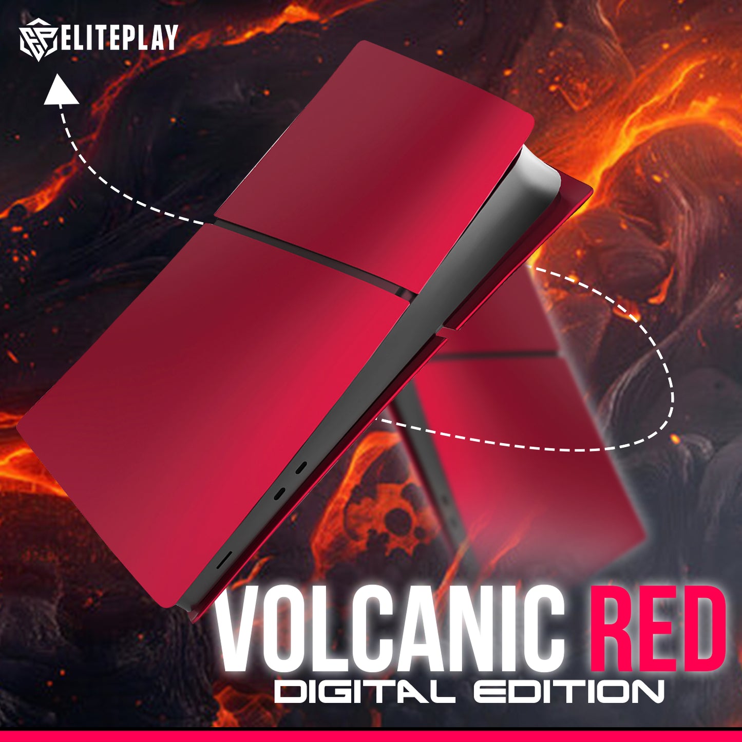 Volcanic Red PS5 Digital Slim Faceplate Cover for Playstation 5 Slim Model Digital Edition