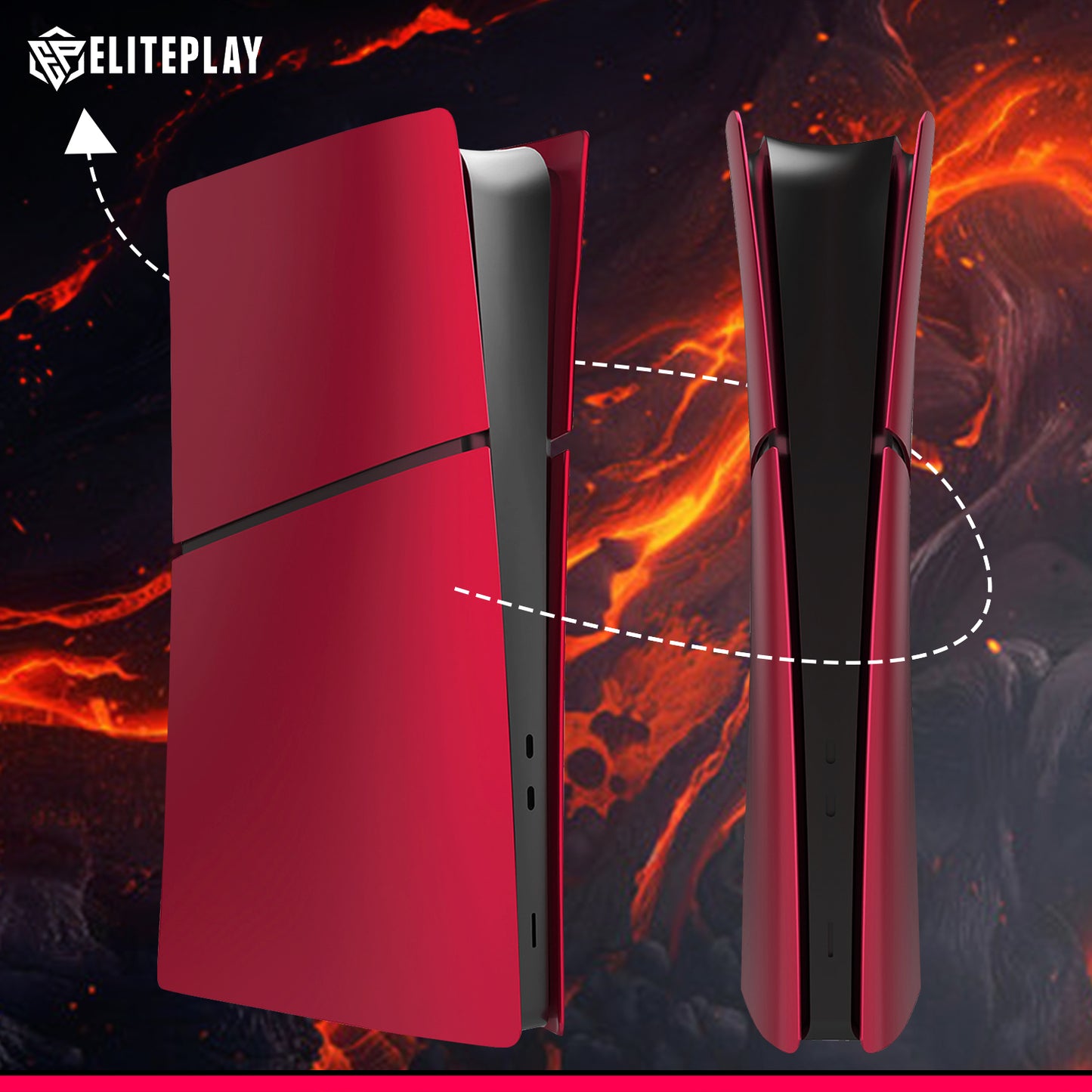 Volcanic Red PS5 Digital Slim Faceplate Cover for Playstation 5 Slim Model Digital Edition