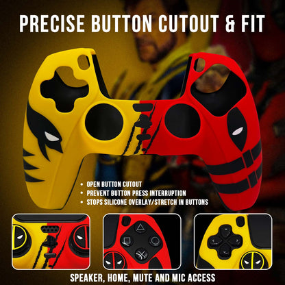 Deadpool vs Wolverine Anti-Slip Silicone Cover Skin for PS5 Controller With Thumb Grip Set