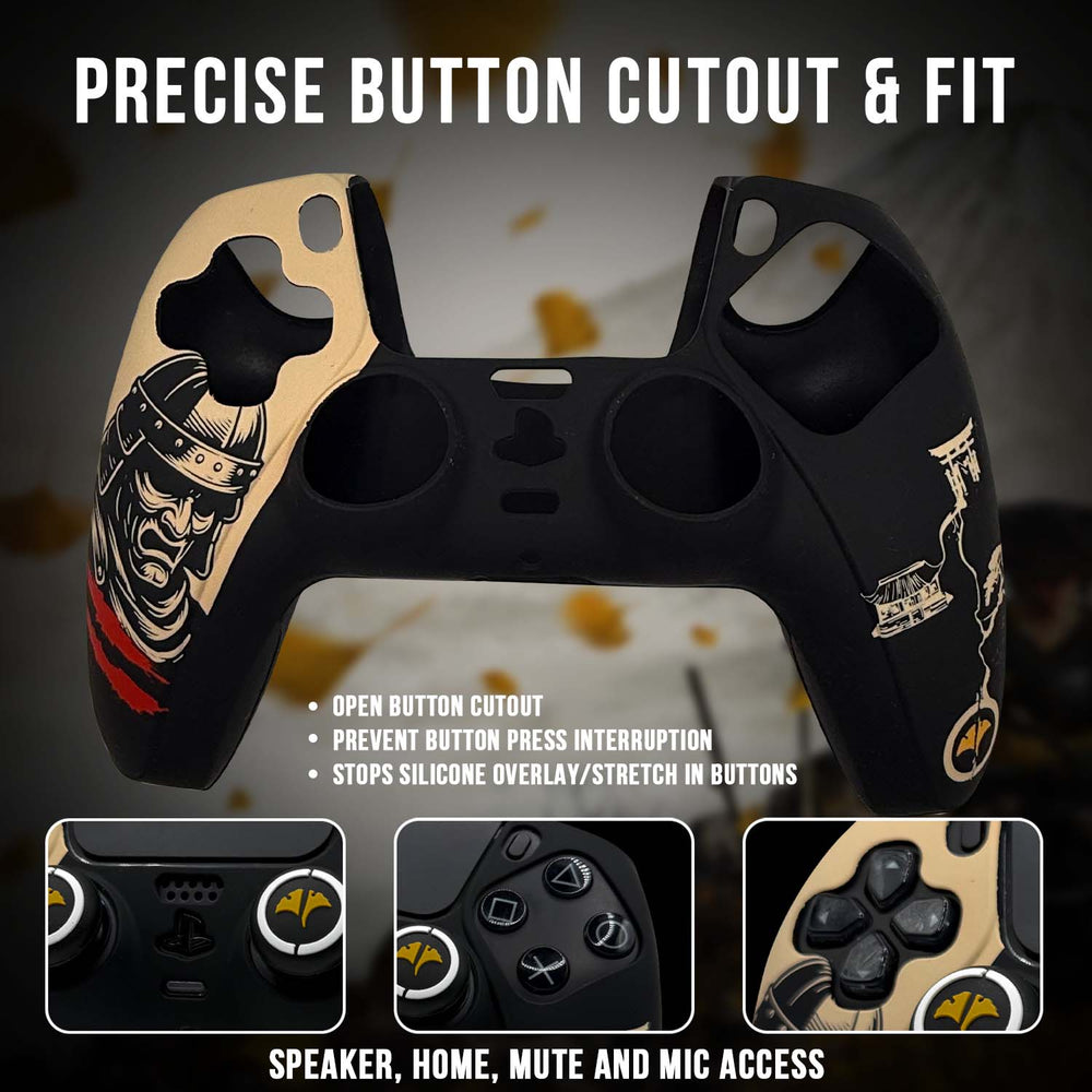 Samurai Ghost of Yotei Anti-Slip Silicone Cover Skin for PS5 Controller With Thumb Grip Set