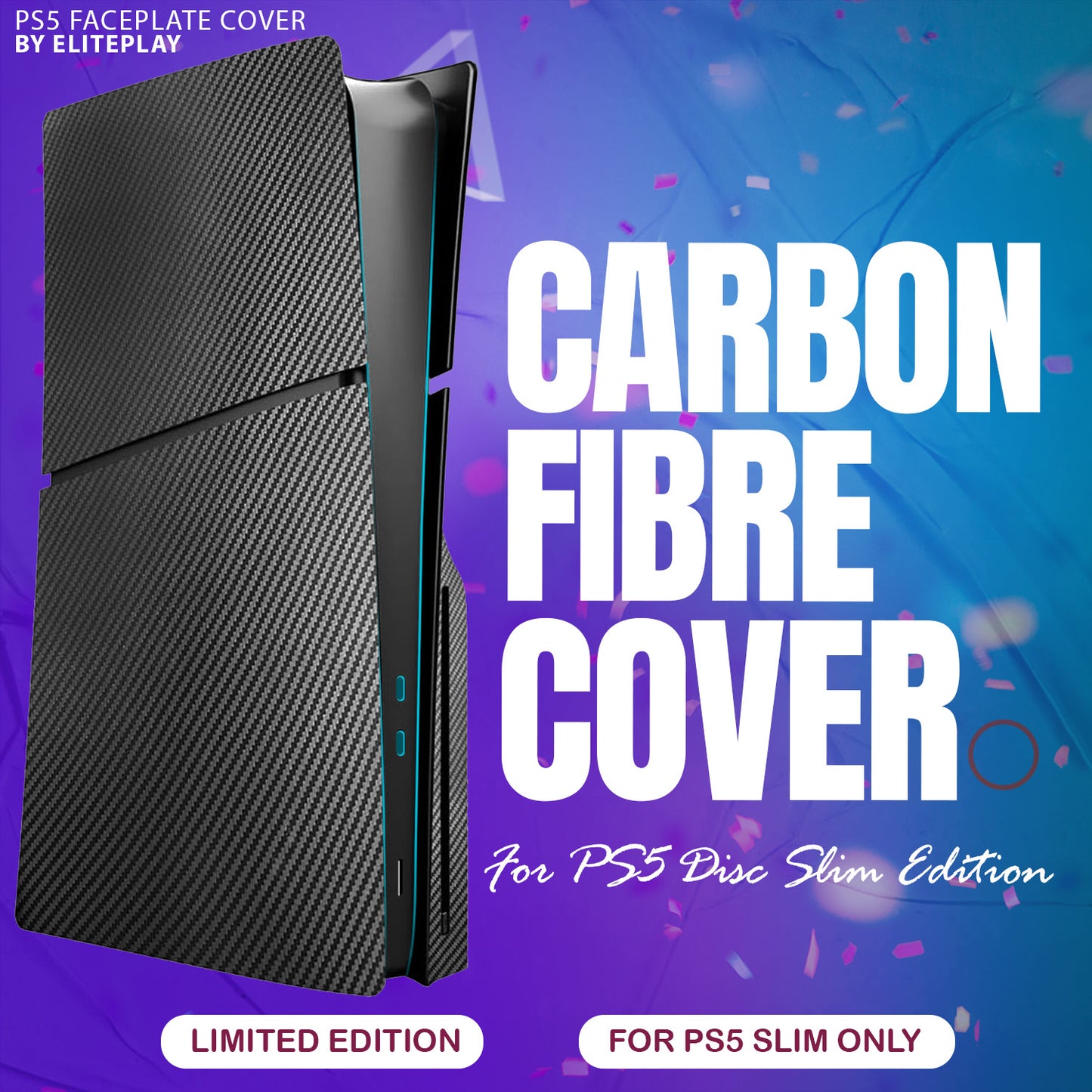 Carbon Fibre PS5 Slim Faceplates Cover Playstation 5 Slim Model Disc Edition