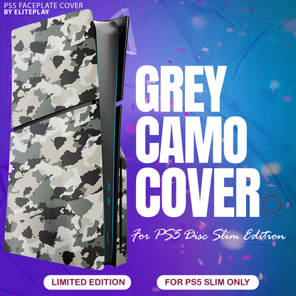 Grey Camo PS5 Slim Faceplates Cover Playstation 5 Slim Model Disc Edition