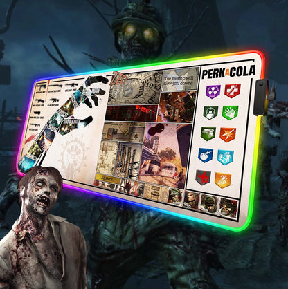CoD Zombies Extra Large RGB LED Gaming Mouse Mat 900x400mm Oversize - XXL Mouse Pad