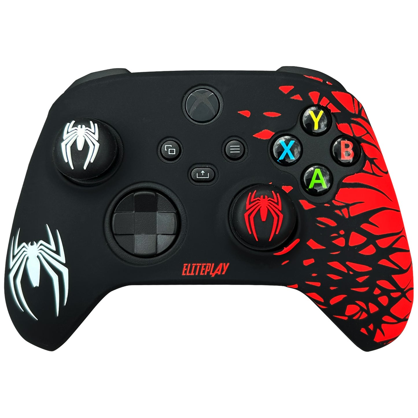 Black and Red Spider Anti-Slip Silicone Cover Skin for Xbox Controller with 2 Sets Thumb Grips