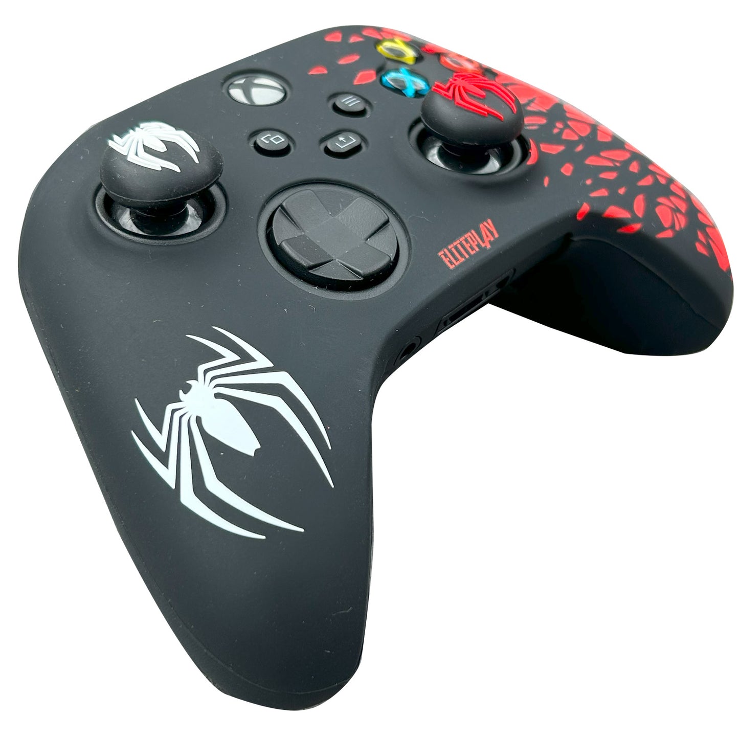 Black and Red Spider Anti-Slip Silicone Cover Skin for Xbox Controller with 2 Sets Thumb Grips