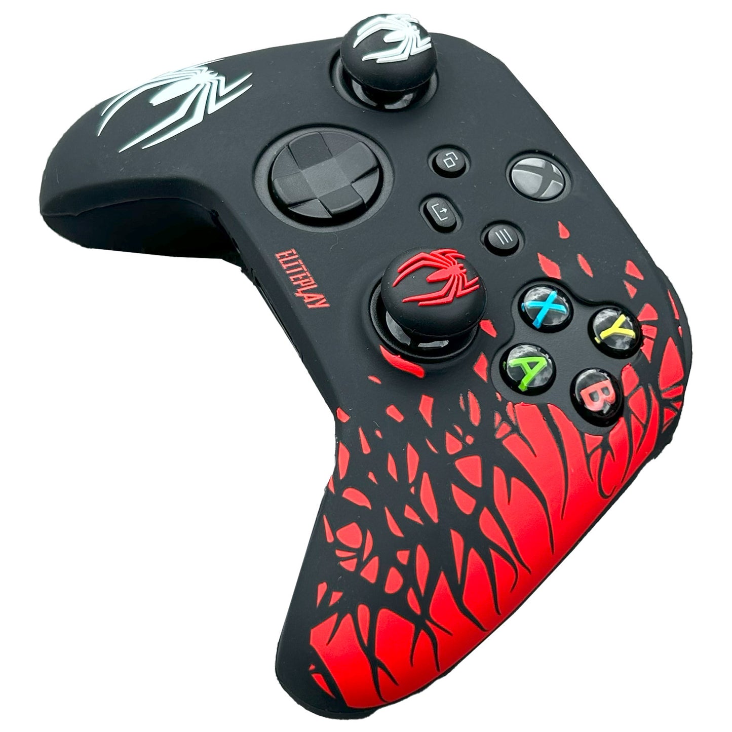 Black and Red Spider Anti-Slip Silicone Cover Skin for Xbox Controller with 2 Sets Thumb Grips