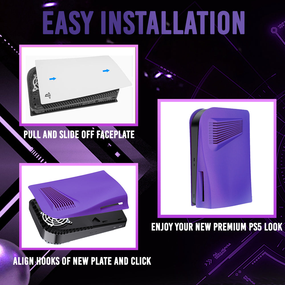 Galaxy Purple PS5 Faceplate with Cooling Vents Cover Curved for Playstation 5 Disc Edition