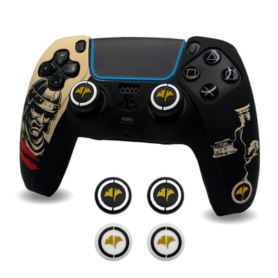 Samurai Ghost of Yotei Anti-Slip Silicone Cover Skin for PS5 Controller With Thumb Grip Set