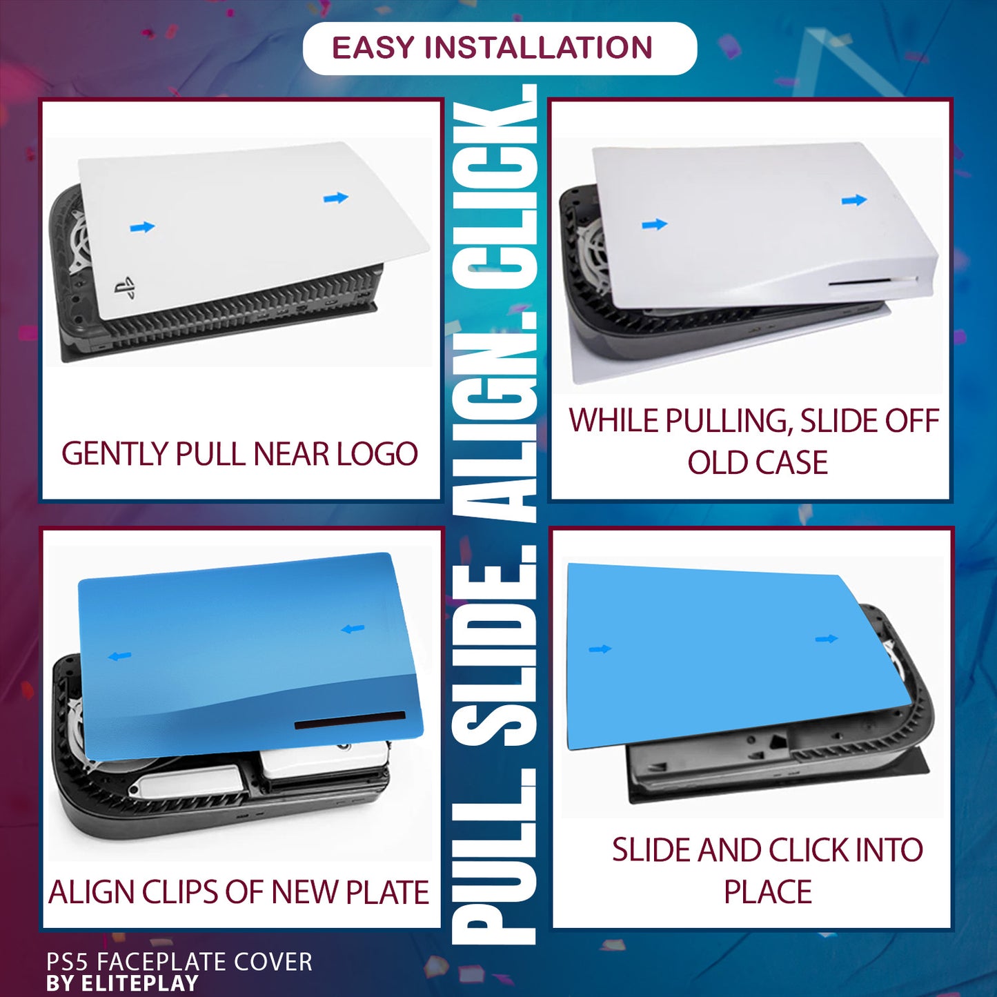 Starlight Blue PS5 Faceplate Cover for Playstation 5 Disc Edition