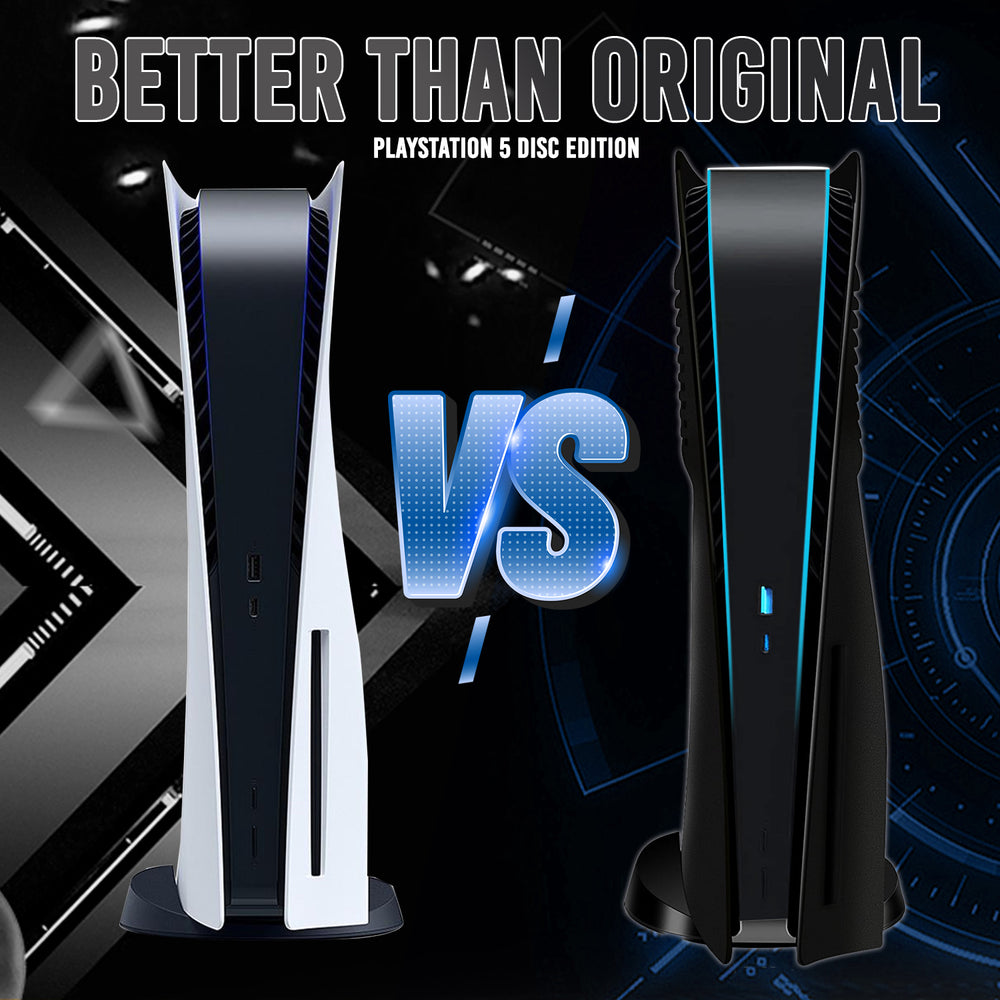Black PS5 Faceplate with Cooling Vents Cover Curved Replacement Plates for Playstation 5 Disc Edition